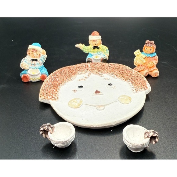 Vtg Popular Imports Raggedy Ann & Andy 1994 Miniature Resin Tea Set USA - Picture 2 of 8